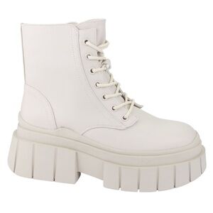 Never Worn! Forever 21 White Combat Moto Boots with Chunky Platform